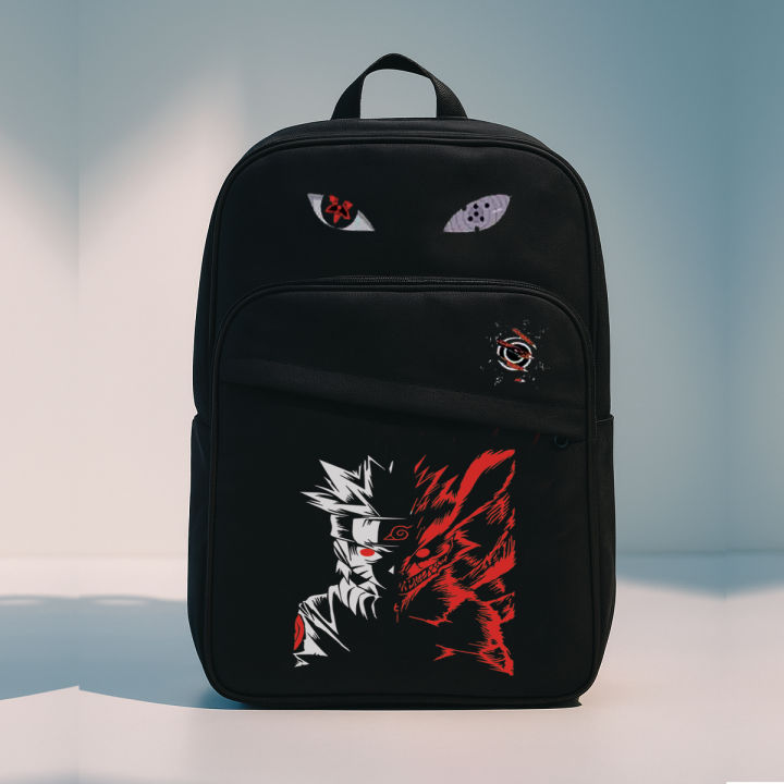 Naruto Backpack Anime Ninja Logo Design Bag with Dual Partition Premium Quality