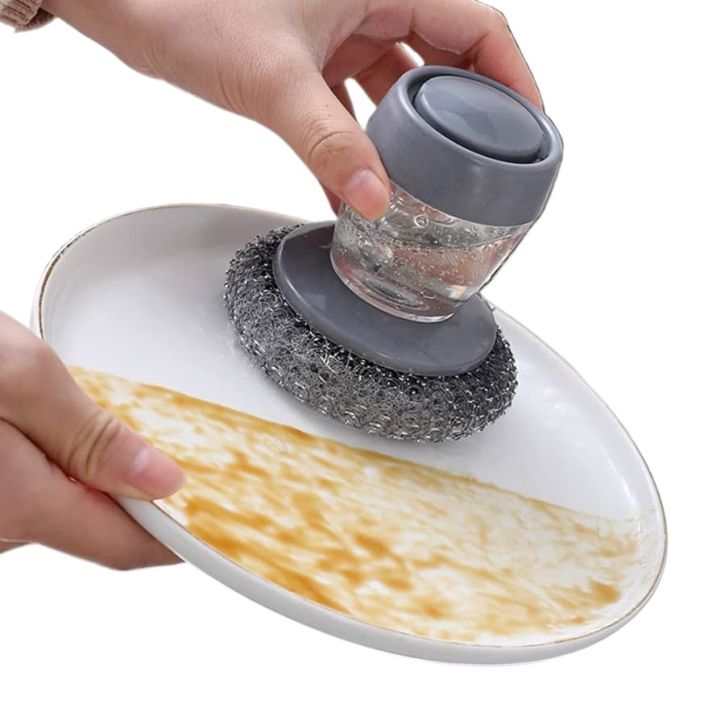 Kitchen Soap Dispensing Palm Brush Washing Liquid Dish Brush Soap Pot Utensils with Dispenser Cleaning bathroom cleaning tools