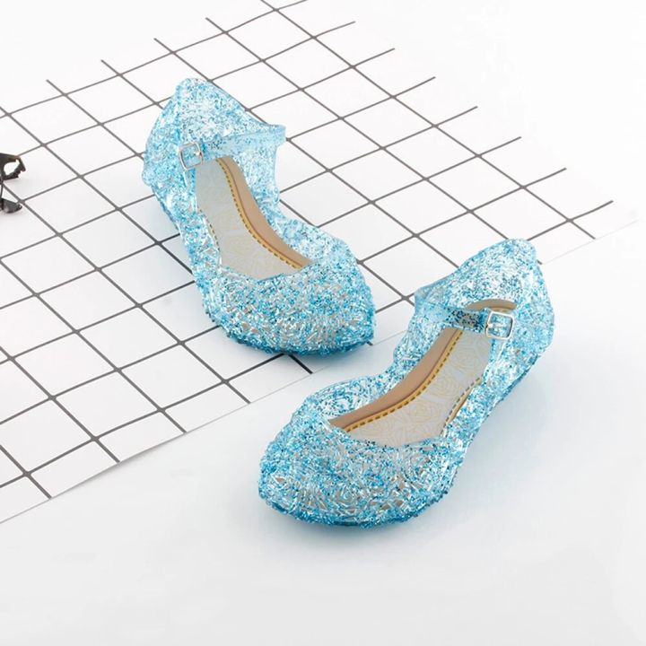 Cute Kid Girls Fancy Crystal Sandals Children Girls Elsa Cinderella Birthday Party Jelly Gel Shoes Infant Dress Up Cosplay Shoes