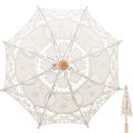 Cotton Umbrella Wedding Photography Prop Parasol Bridal Veil Ornament Lace Bride Embroidery White Umbrellas for Rain. 