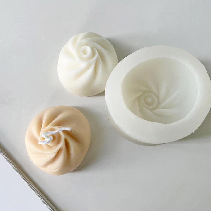 Peony Candle Mold 3D Simulated Steamed Bun Candle Molds Silicone, Diy Cute Bun Candle Molds For Candle Making Aroma Soy Wax Handmade Soap Polymer Clay Plaster Epoxy Resin, Silicone Moulds For Festival Gifts Home Decor Silicone Mold