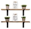 Decorative Rustic Shelves Rustic Hanging Rack Floating Metal Wood Wall Mounted Shelf with L Brackets Set of 2 For Storage. 