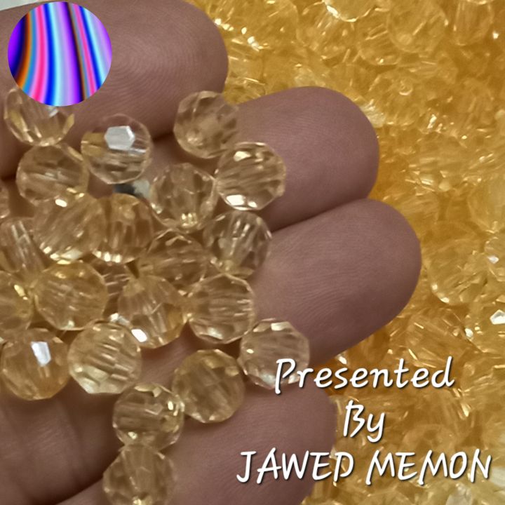 GOLDEN SHADE, TRANSPARENT CRYSTAL DIAMOND CUTS BEAD, SIZE 8MM FOR CRAFT PROJECT DIY SEWING CRAFT SUPPLIES.
