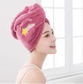 Magic Microfiber Shower Cap Embroidery Towel Bath Hats Dry Hair Cap Quick Drying Soft for Lady Turban Head. 