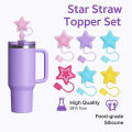 Stanley Tumbler Straw Cover Cap – Different Design Silicone Straw Topper for 30 & 40 Oz Cups with Handle, 10mm Tip Covers, Leak Proof & Reusable Stanley Cup Accessories. 