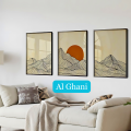 Glam 3 piece Framed Wall Art Set of 3 Mountain Prints Art Framed Wall Art Mountain Line Art Minimalist Art Japandi Boho Decor | Al Ghani. 