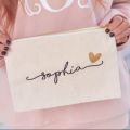 customized name pouch, stationery bag handmade fabric paint cotton makeup bags. 