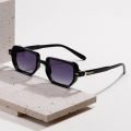ZEBF-SO&EI Retro Rectangle Rivets Men Punk Gradient Sunglasses Shades UV400 Fashion Olive Green Sun Glasses. 