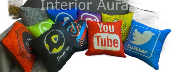 1 Piece Assorted Social Media filled Cushions High Quality Fabric Social Media Cushions