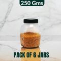 MINI TEA JAR Pack of 6 Jars for Kitchen - 250 GM STORAGE JARS SET RACK Storage FOOD GRADE plastic TEA DESIGN 250GMS, Jars for kitchen, Spice Jars for kitchen. 