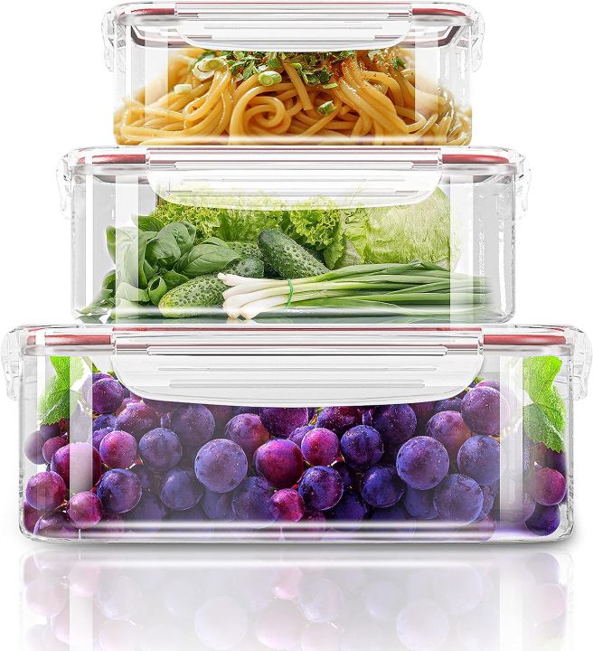 Fast Forward Premium Plastic Food Containers Set - 3 Containers & 3 Airtight Lids | Reusable & Leak-Proof Food Storage Containers | Ideal for Leftovers, Lunch Boxes, Freezer & Microwave Safe