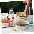 1Pc Koreaan Cute Ceramic Bowl Random Color - Fruit Print Bowl, Tableware Cute Ceramic Bowl With Handle, Microwave Heating Bowl Instant Noodle Bowl. 