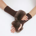 Plush Women gloves Elasticity Knitted Furry Half fingers mittens Fashion gloves for Outdoor Girls Women. 