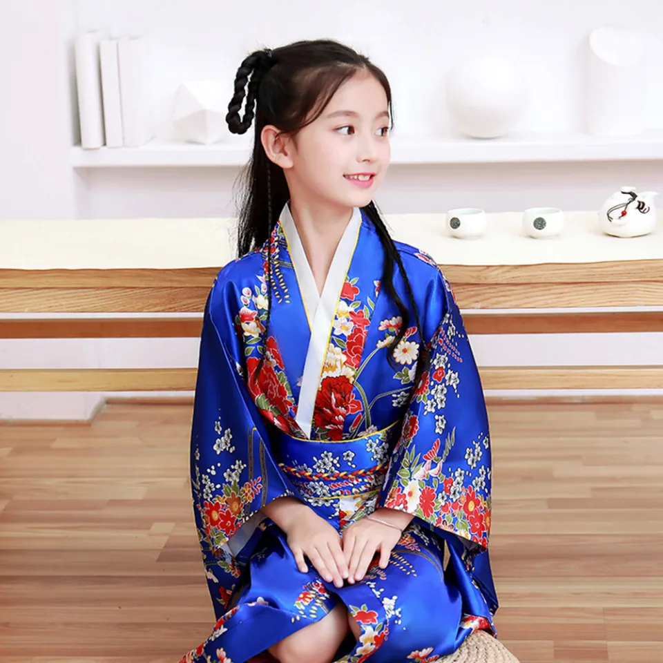 Free Spirit Children Kimono Robe Vivid Color Japanese Traditional Dress With Elegant Pattern For Kids Girls Lovely Costume Daraz.pk