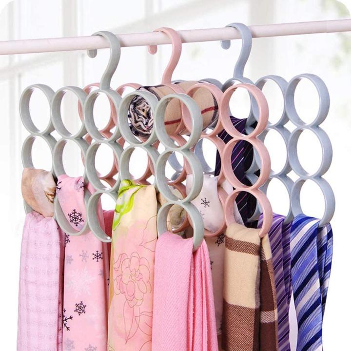 15 Ring Hole Hanger Plastic Hanging Storage Organizer Rack Scarf Holder Ties, Shawls, Accessories 5 Sections Ring Hanging Hanger