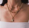 24 Fashion Zone Jewellery  Thick Chain Lock Pendant Necklace Gold Silver Metal Women New. 