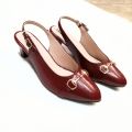 American Women Formal Sandals, Block Heels, Almond Toe, Vinyl Synthetic Leather, Year-Round Wear. 