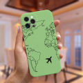 【Solo Yolo】Luxury popular planes world map travel Silicone Case for iPhone 11 12 13 14 Pro Max 13mini 13Promax cute candy matte soft cover. 