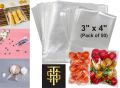 Bundle (3 x 4 Inch) Clear Resealable Cellophane/BOPP/Poly Transparent Plastic Bags For Storage Self Adhesive Polythene Peel + Seal Bags For Packing. 