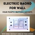 Electric Extension Board Wall Mount | High-Quality PVC Box & Fiber Sheet | Piano Switch Sockets (4 Points) | Durable, Safe Power Outlet for Home & Office | Efficient & Reliable Power Supply with Compact Design. 