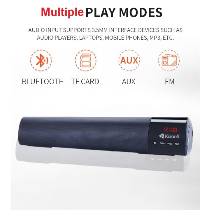 Kisonli LED-906 woofers bt sound system speaker Wireless BT(V5.0) Speaker bar LED906 KISONLI BLUETOOTH PORTABLE SPEAKER
