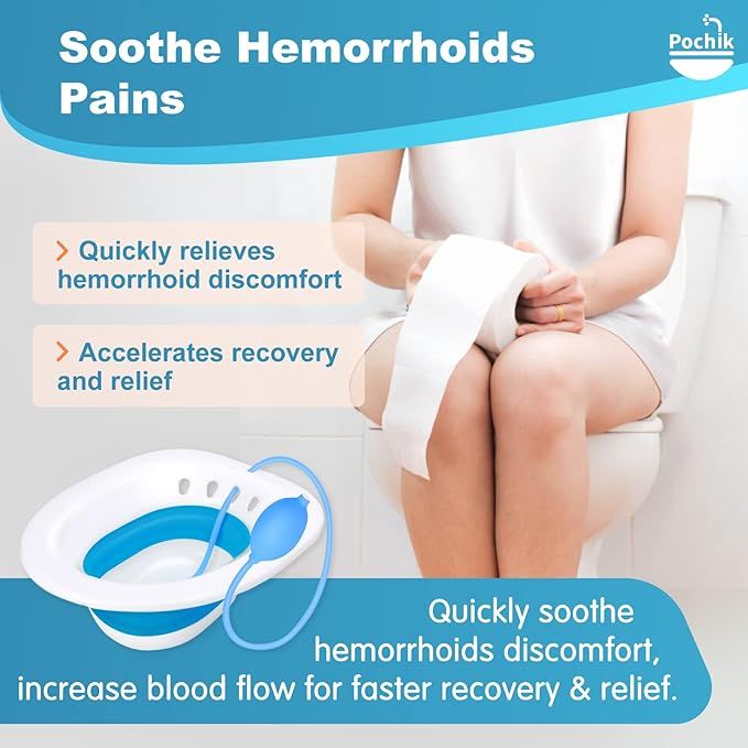 Sitz Bath for Hemorrhoids  Sitz Bath for Toilet Seat  Postpartum Care  Yoni Steam Seat for Women  Collapsible Flusher Hose Drain Holes  Wider Seating Area, Deeper Bowl