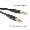 Headphone 3.5mm Splitter Mic Cable for Computer, Headset 3.5mm Female to 2 Dual Male Microphone Audio Stereo Jack Earphones Port Connector to Gaming Speaker PC Adapter. 