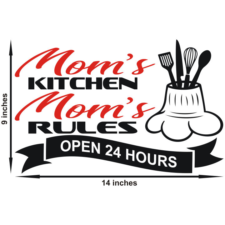 ALL-AT-ONE # 65 ("MOM'S KITCHEN MOM'S RULES 2") Self-Adhesive Vinyl Waterproof Removable Art Sticker To Decorate Your Desired Kitchen.