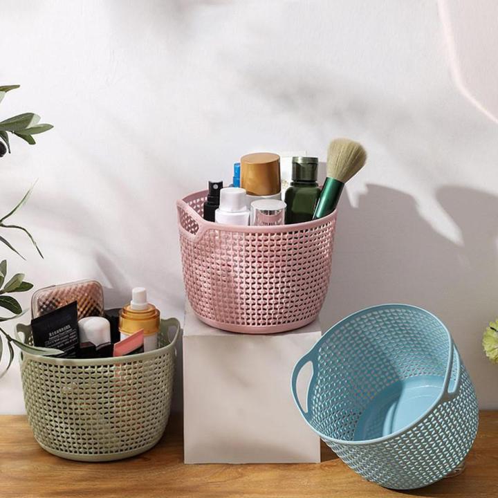 Hollow Portable Storage Basket Home Desktop Storage Box Sundry Receive Woven Hand-Held Storage Basket Cosmetic Storage Cases