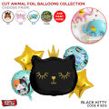 Happy Birthday Cute Animal Cartoon Shape Foil Balloon Set, Helium & Air Balloons, Parties Decoration Foils Ballon, Party Supply, Born Day Celebration, Round Star Balon Baby Born Day Celebration, Wall Background Decor, Cartoons Characters Decor Supplies. 