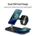 15W Fast Magnetic Wireless Chargers 3 in 1 Stand for iPhone 13 12Pro/Apple Watch 7 6 for Airpods Pro 3 Wireless Charging Station. 