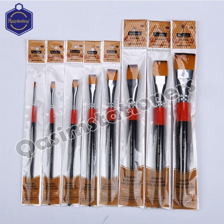 Keep_Smiling 1pcs Drawing Paint Brush Set Wooden Flat- sizes 1 to 8#