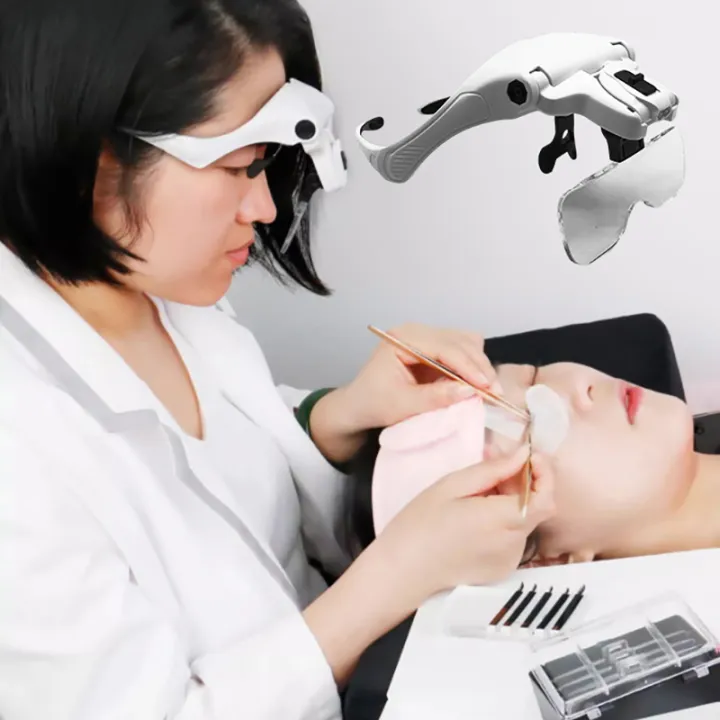 5 Lens Adjustable Magnifier Eyelash Extension Magnifying Glasses LED ...