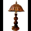 Royal Handcrafted Wooden Lamp Umbrella Shade Beauty for Bedroom, Living Room, Study| Umbrella Shape Lamp Brightens Your Space| Pakistani Woodcraft for Bedside,Desk| Stylish Study Table Decor with Decorative Shade| Wooden tripod Night lamp| Hadi wood craft. 