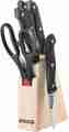 Openi - 7 Pcs Kitchen Knife Set - Kitchen Block Set - 5 Knives + 1 Scissor + Wooden Carrier. 