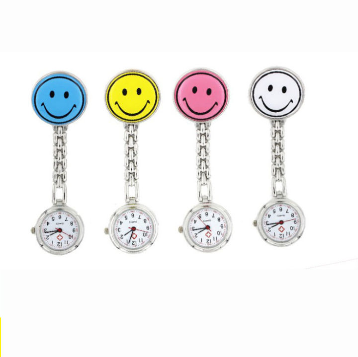 New Smiley Face Nursing Watch Nurse Supplies and Nurses' Uniform White Gown Nurse Pants Simple Chest Pocket Watch Student