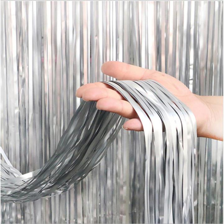 Silver Foil Curtains , size 6 Feet Length & 3 Feet Width  , Best for Birthday , Wedding , Engagement , Bridal Shower , Baby Shower and Anniversary parties Back drop Decorations