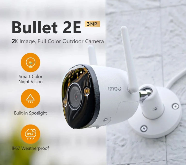 IMOU Bullet 2E 3MP Wifi IP Camera Automatic Tracking IP67 AI Human Detection Outdoor Surveillance Security Protection