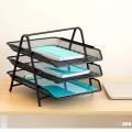 3-Tier Letter Tray Organizer – Wire Mesh Paper Tray for Home or Office, Black. 