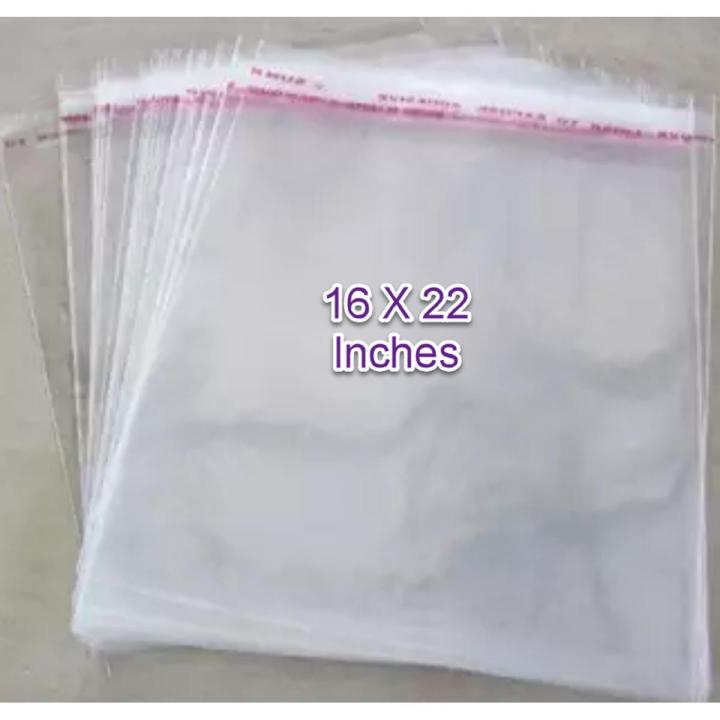 Pack of 25 Tape Bags 16 X 22 Inches Clothes packing transparent plastic cellophane magic sticky tape paper stick resealable bags, Packing Material plastic bags, lollipop biscuit packaging gift bag wedding birthday party supplies, etc.