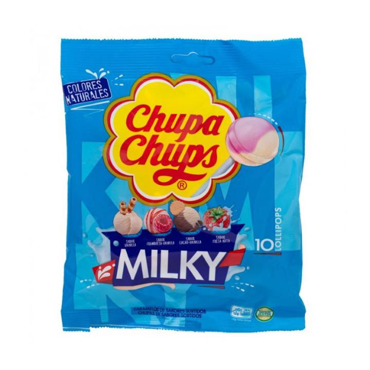 Chupa Chups Milky Lollypops (10 Lollypops in 120 gram Pouch)