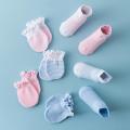 I LOVE DADDY&MUMMY-4Pairs/Lot Lace Ruffles Baby Socks Gloves Set Breathable Cotton Infant Socks Anti Scratch Newborn Protection Face Mittens Socks. 