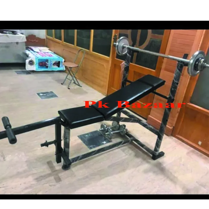 48kg%20Set%208%20in%201%20Multi%20Position%20Bench%20Press%20Rubber%20Coated%20Plates%20Chest%20Bench%205ft%20Rod%20Crunches%20Leg%20Thigh%20Exercises%20Dumbel%20-%20Image%203