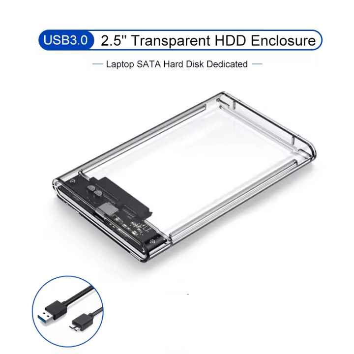 USB 3.0 Transparent HDD Enclosure 2.5" | External Hard Drive Case for ...
