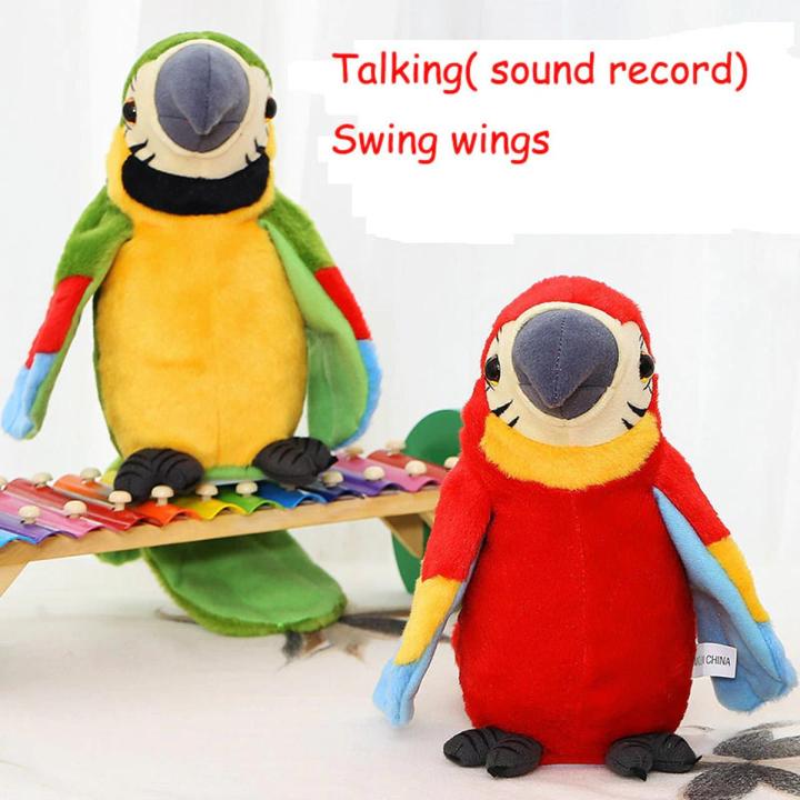 Talking Parrot Repeats What You Say Electronic Interactive Plush Toy Stuffed Animal Record Parrot Waving Wings Funny Bird Toys for Children Girls Boys Best Gift
