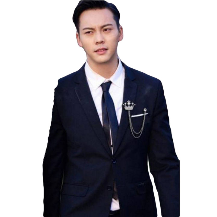 High-end Personality Men's Crown Brooch British Suit Chain Pin Badge Retro