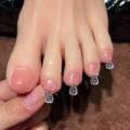 20pcs White Artificial Toe Full Cover Nails. 