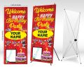 Personalized Birthday Party Welcome X Stand With Banner | Tom & Jerry Theme | Size 2x5 Feet. 