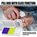 Mini Portable Pill Storage Box Divider Travel Cutter Splitter Case Storage Compartment Cases Dispenser With Organizer Hold Smart Container Pills Rectangular Pills Cutter Storage Box. 