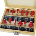 12 Pcs Box-Router Bit Set, 1/4 Inch Shank Milling Cutter Tool Kit with Wooden Case for  woodworking, edging, trimming, grooving, veining wood projects. 